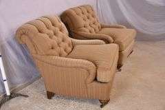 Pair of Century upholstered armchairs with tufted backs; 68-5282