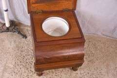 Early mahogany chamber pot with turned legs; 6117-047