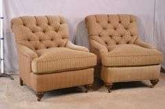 Pair of Century upholstered armchairs with tufted backs; 68-5282
