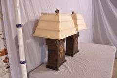Pair of Oriental style lamps with shades; 10271-009