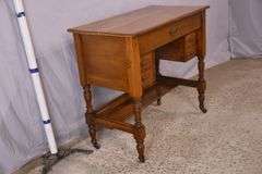 Early walnut 2-tier lift-top writing table; 55-11205