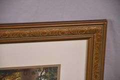 Large framed Mediterranean scene print; 16748-014