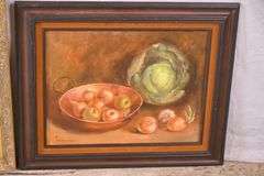 2 framed still life paintings on canvas by Peggy Hicks; 155-827