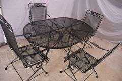 Black metal 5 piece patio dining set; 869-438