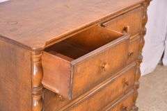 2 over 3 drawer chest with turned legs and columns; 55-11185
