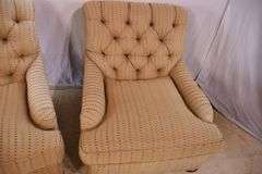 Pair of Century upholstered armchairs with tufted backs; 68-5282