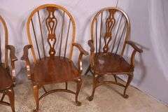 Set of 4 Pennsylvania House cherry Windsor style open arm chairs with stretcher bases; 155-825