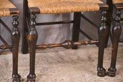 Set of 4 early oak rush seat dining chairs; 8009-004