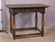 Early oak single drawer occasional table; 336-3908