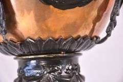 Ornate iron floor lamp with copper top; 6117-044