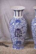Pair of large blue and white Oriental style vases; 1149-316