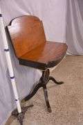 Mahogany flip-top game table with black and gold lyre pedestal base; 495-313