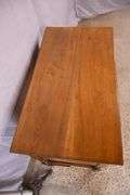 Early walnut 2-tier lift-top writing table; 55-11205