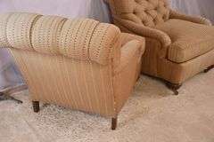 Pair of Century upholstered armchairs with tufted backs; 68-5282