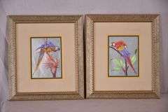 Pair of framed iridescent macaw prints by Richard J. Smith; 338-114