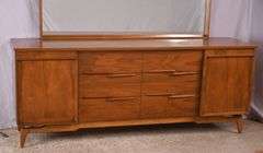 J. Lichtenberg & Son mid-century style walnut dresser with fitted interior and mirror; 55-11231