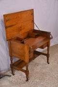 Early walnut 2-tier lift-top writing table; 55-11205