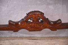 Carved mahogany console table with pink marble top; 495-318