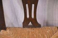 Set of 4 early oak rush seat dining chairs; 8009-004