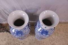 Pair of large blue and white Oriental style vases; 1149-316