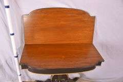 Mahogany flip-top game table with black and gold lyre pedestal base; 495-313