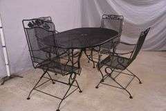 Black metal 5 piece patio dining set; 869-438