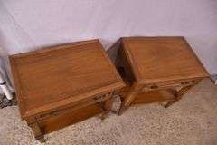 Pair of Drexel "Triune" 2-tier single drawer side tables; 192-2800