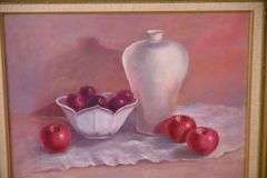 2 framed still life paintings on canvas by Peggy Hicks; 155-827
