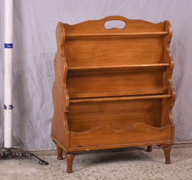 Maple Finish Magazine Rack Maple double-sided magazine rack with turned legs; 55-11715 - R.H. Lee ...