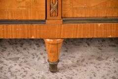 Large inlaid satinwood marble top sideboard with mirrored backsplash; 55-11638