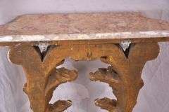 Large carved gold wall shelf with marble shelf; 55-11606