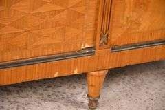 Large inlaid satinwood marble top sideboard with mirrored backsplash; 55-11638
