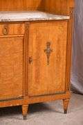 Large inlaid satinwood marble top sideboard with mirrored backsplash; 55-11638