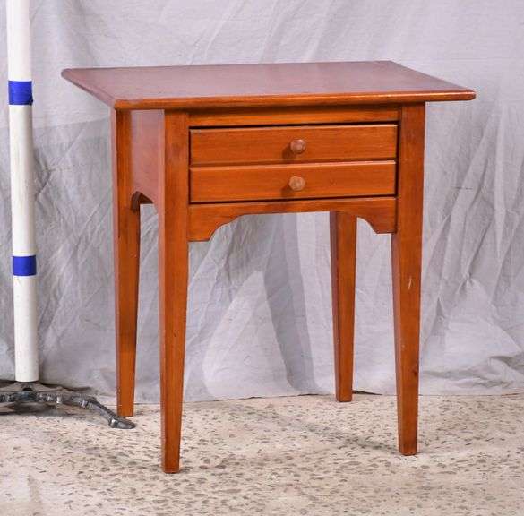 Pine single drawer side table with tapered legs; 55-12407