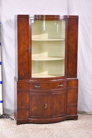 Mahogany Art Deco style bowfront cabinet; 55-12374