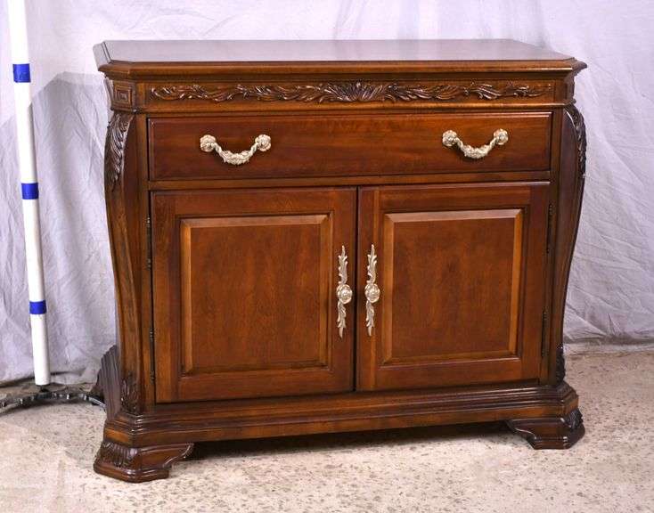 American Drew "Bob Mackie Home" carved cherry server; 68-7790