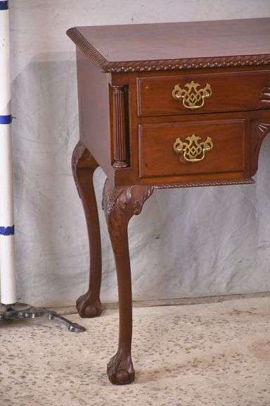 Carved mahogany 3 drawer lowboy; 21-2628