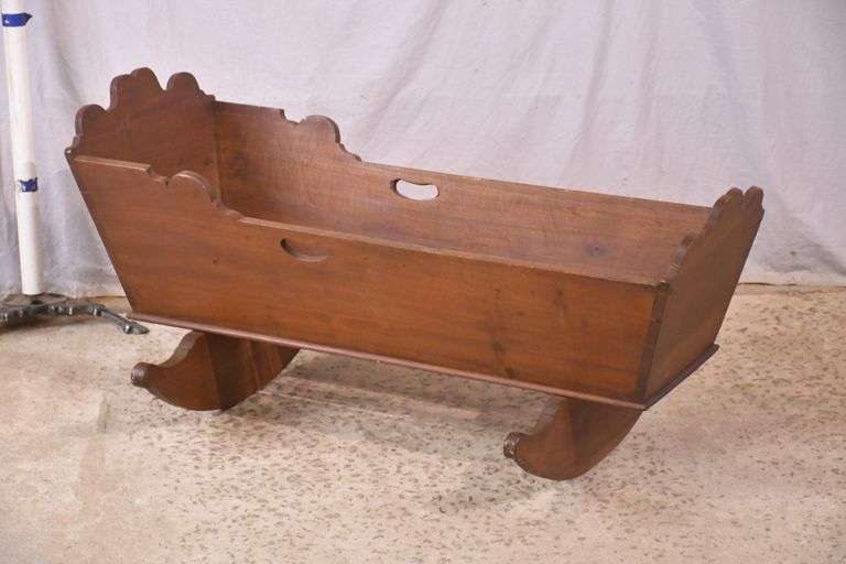 Vintage dove-trailed rocking cradle; 17791-015 - R.H. Lee & Co. Auctioneers