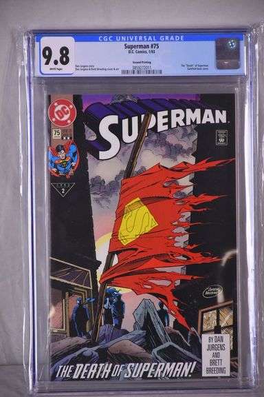 January 1993 Superman #75 "The Death of Superman" comic book with case