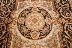 8.0'x10.2' hand knotted Indo-Tibetan rug with black field; 40-136773