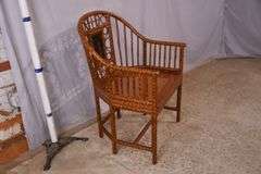 Brighton Pavilion style faux bamboo chair armchair with cane seat; 74-12591