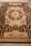 8.0'x10.2' hand knotted Indo-Tibetan rug with black field; 40-136773