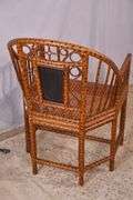 Brighton Pavilion style faux bamboo chair armchair with cane seat; 74-12591