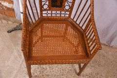 Brighton Pavilion style faux bamboo chair armchair with cane seat; 74-12591