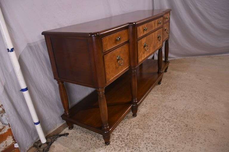 Milling Road by Baker two-tier sideboard with turned columns and legs; 68-6640
