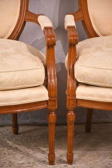 Pair of Councill French style open armchairs; 74-12690