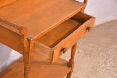 Early two-tier single drawer washstand with backsplash; 3072-014