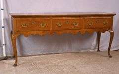 Banded walnut Queen Anne style 3 drawer sideboard; 10081-001