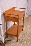Early two-tier single drawer washstand with backsplash; 3072-014