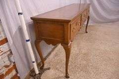 Banded walnut Queen Anne style 3 drawer sideboard; 10081-001